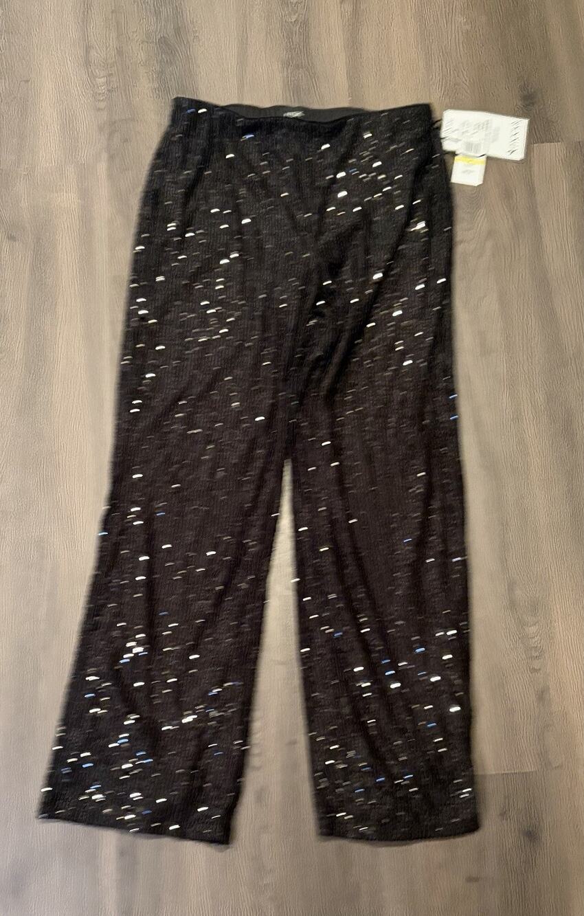 MSK Women’s Black Solid Sequin Lined Stretch Pull On Dress Pants Straight Leg M